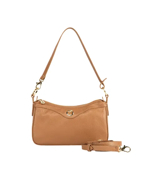 Piero Guidi leather medium shoulder bag, biscuit