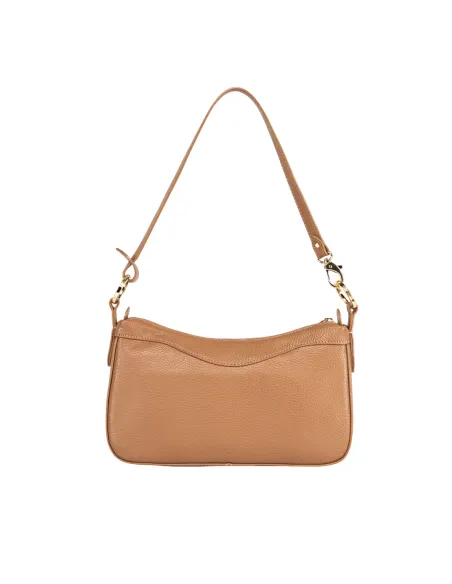 Piero Guidi leather medium shoulder bag, biscuit