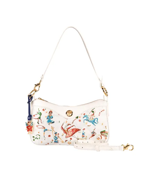 Borsa a spalla in pelle Piero Guidi Magic Circus, bianca