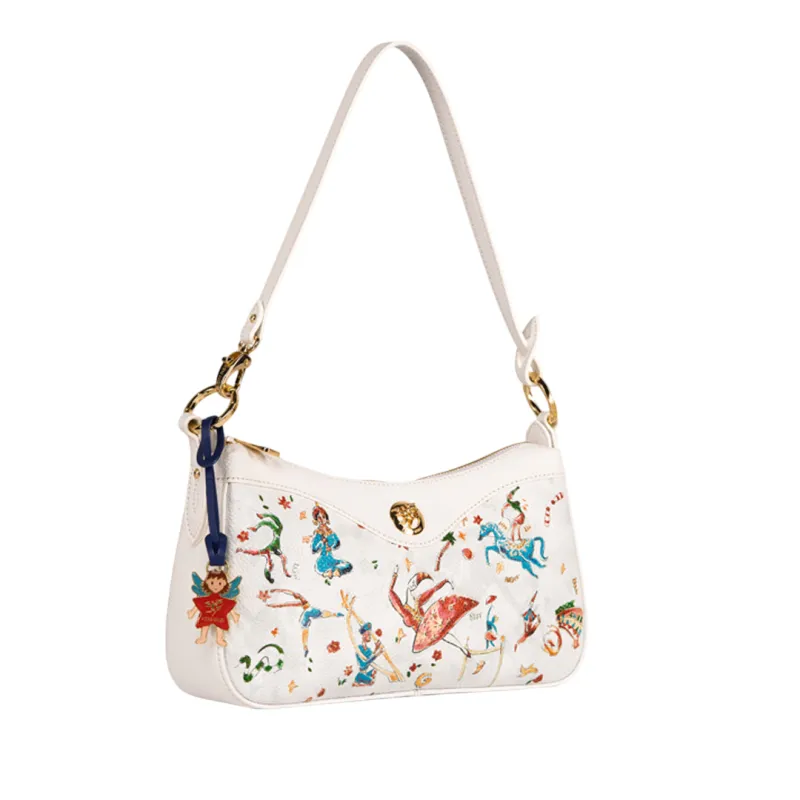 Piero Guidi Magic Circus medium leather shoulder bag, white 2