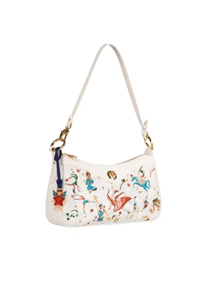 Piero Guidi Magic Circus medium leather shoulder bag, white