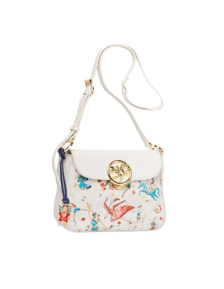 Borsa a tracolla in pelle Piero Guidi Macic Circus, bianca