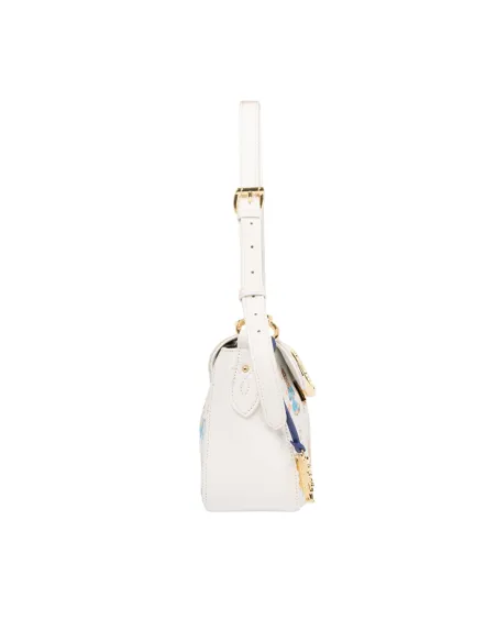 Piero Guidi Macic Circus leather shoulder bag with flap closure, white