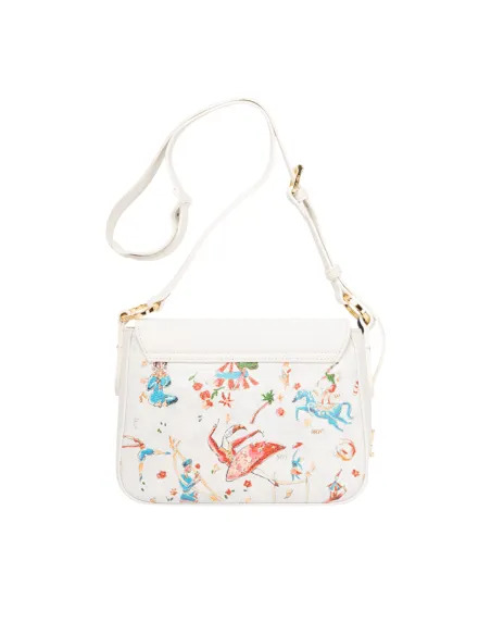 Borsa a tracolla in pelle Piero Guidi Macic Circus, bianca