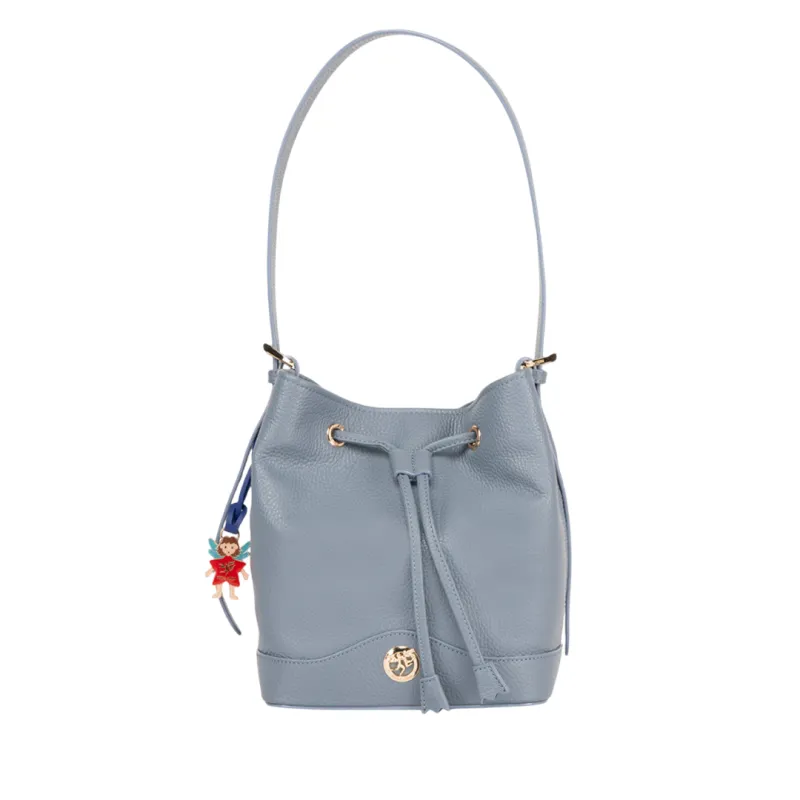 Piero Guidi leather bucket bag, light blue