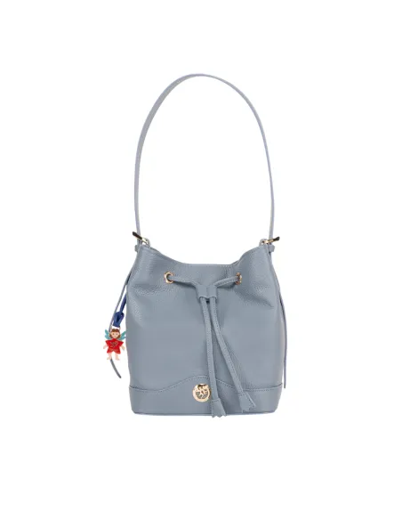Piero Guidi leather bucket bag, light blue