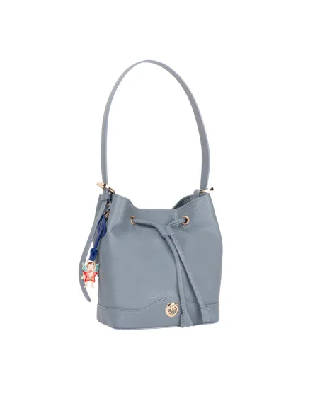 Piero Guidi Eimertasche aus Leder, hellblau