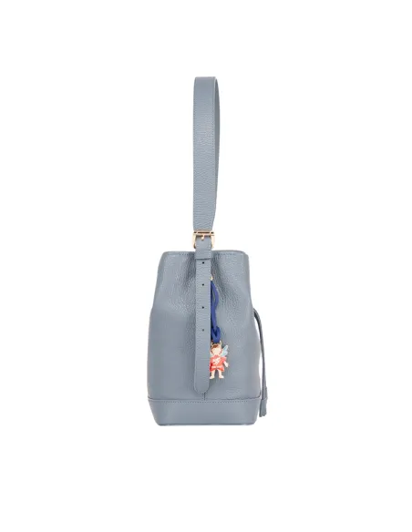 Piero Guidi leather bucket bag, light blue