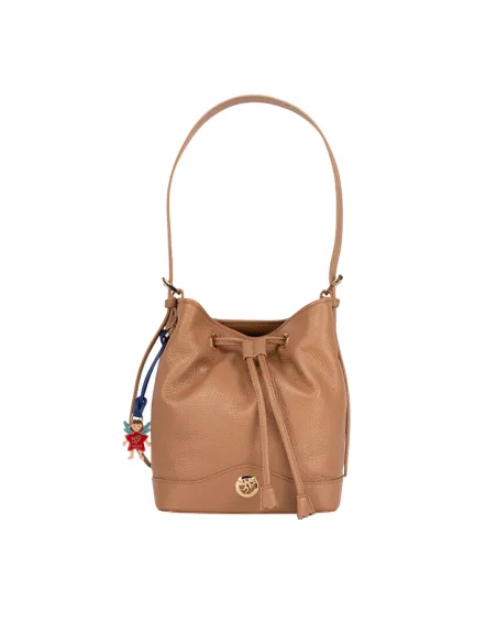 Piero Guidi leather bucket bag, biscuit