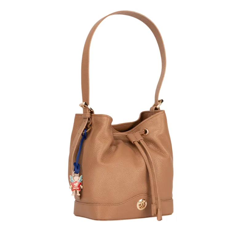 Piero Guidi leather bucket bag, biscuit 2