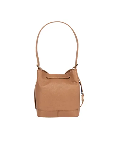 Piero Guidi leather bucket bag, biscuit