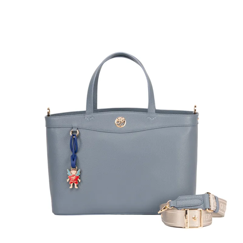 Piero Guidi Leder-Handtasche, azurblau