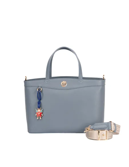 Borsa due manici in pelle Piero Guidi, azzurra