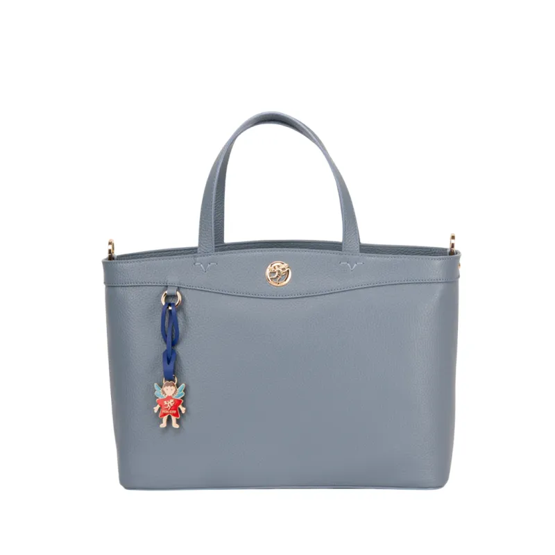 Borsa due manici in pelle Piero Guidi, azzurra 2