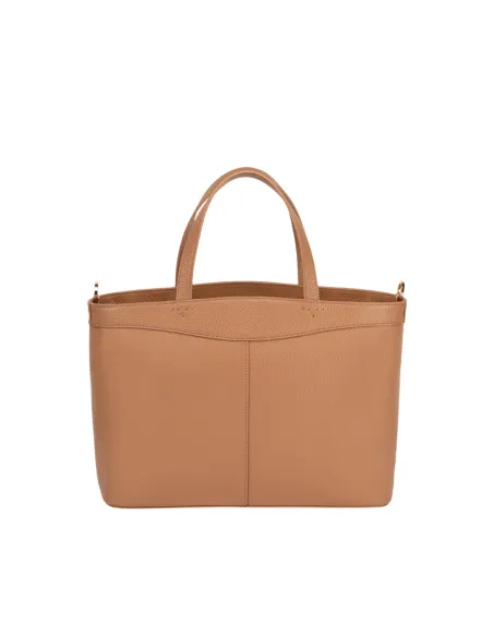 Borsa due manici in pelle Piero Guidi, marrone chiaro