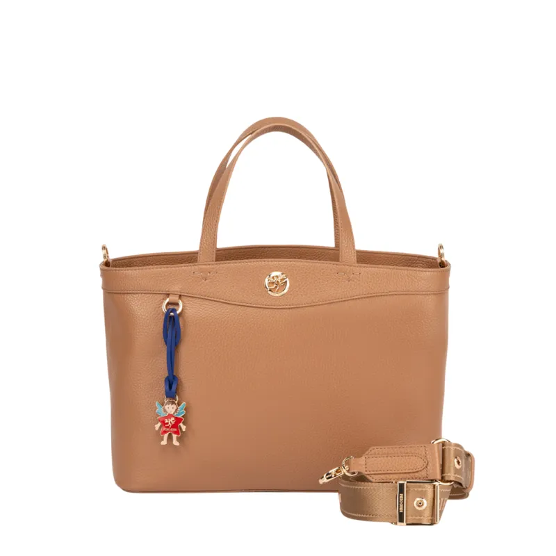 Borsa due manici in pelle Piero Guidi, marrone chiaro