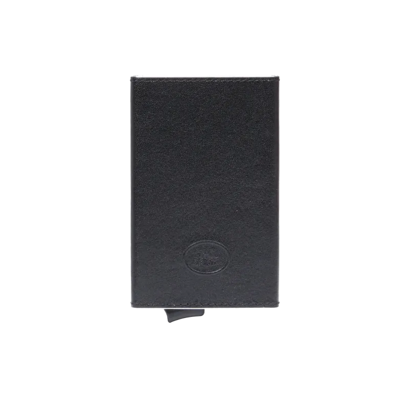 The Brige Story metal and leather credit card holder, black