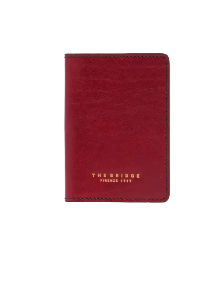 Leather passport holder The Bridge, red