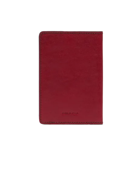 Leather passport holder The Bridge, red
