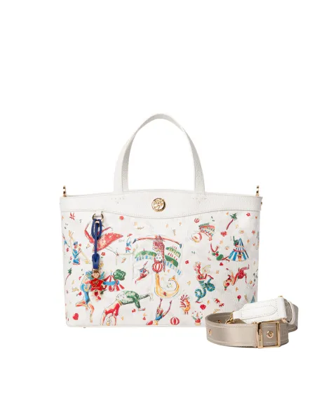 Piero Guidi Magic Circus Leder-Handtasche, weiß