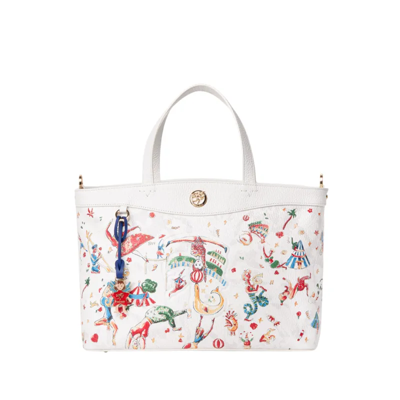 Borsa due manici in pelle Piero Guidi Magic Circus, bianca 2