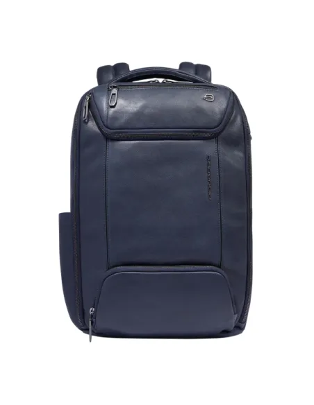 Piquadro Cronus 14-Computer-Rucksack aus Leder, blau