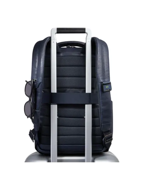 Piquadro Cronus 14-Computer-Rucksack aus Leder, blau