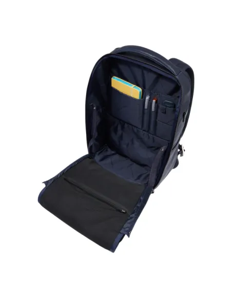 Zaino in pelle porta pc da 14 Piquadro Cronus, blu