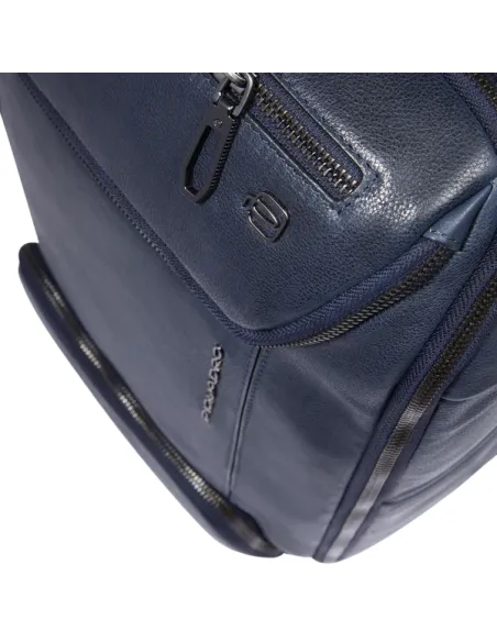 Piquadro Cronus 14 pc leather backpack, blue