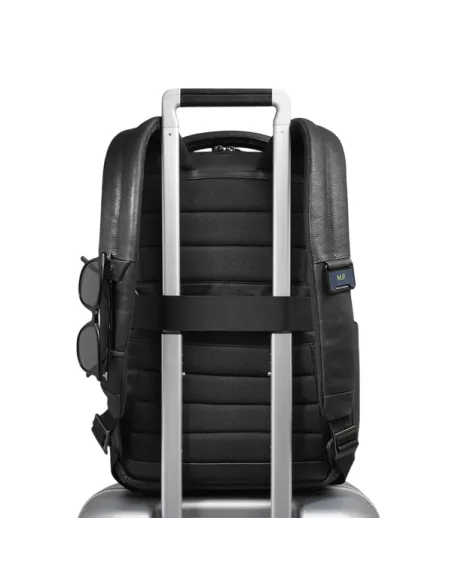 Piquadro Cronus 14 pc leather backpack, black
