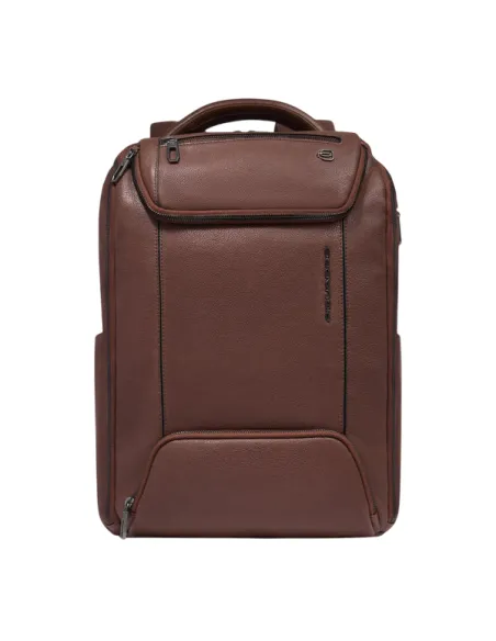 Zaino in pelle porta pc da 14 Piquadro Cronus, marrone