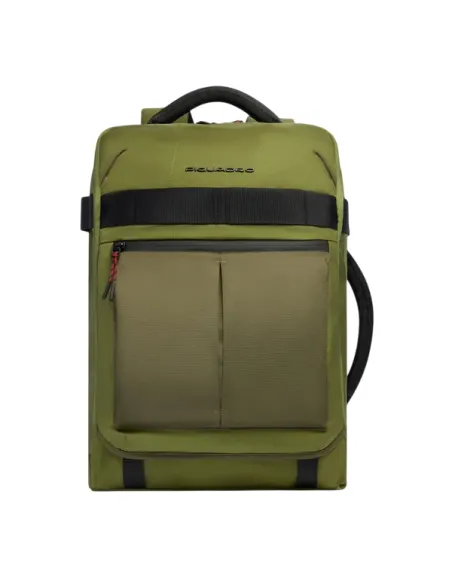 Zaino da viaggio porta PC e iPad® in tessuto riciclato Piquadro Arne, verde
