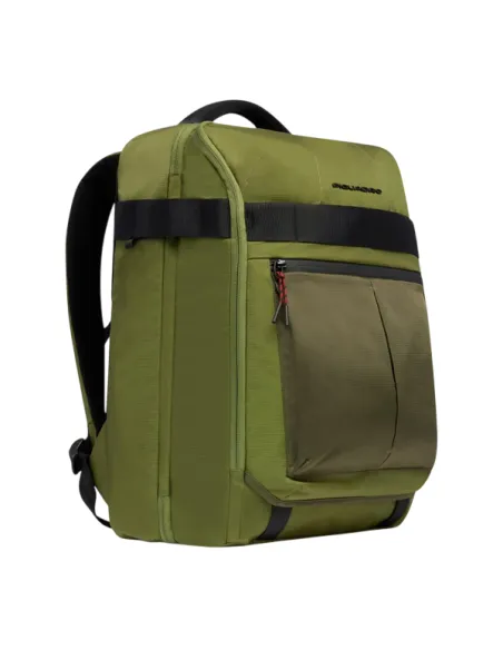 Zaino da viaggio porta PC e iPad® in tessuto riciclato Piquadro Arne, verde
