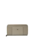 Portafogli donna con zip in tessuto e pelle Piquadro Circle, beige