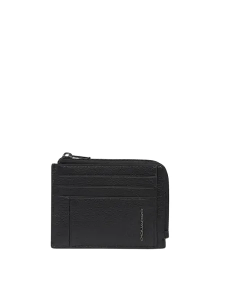 Piquadro Cronus coin and credit card pouch, black