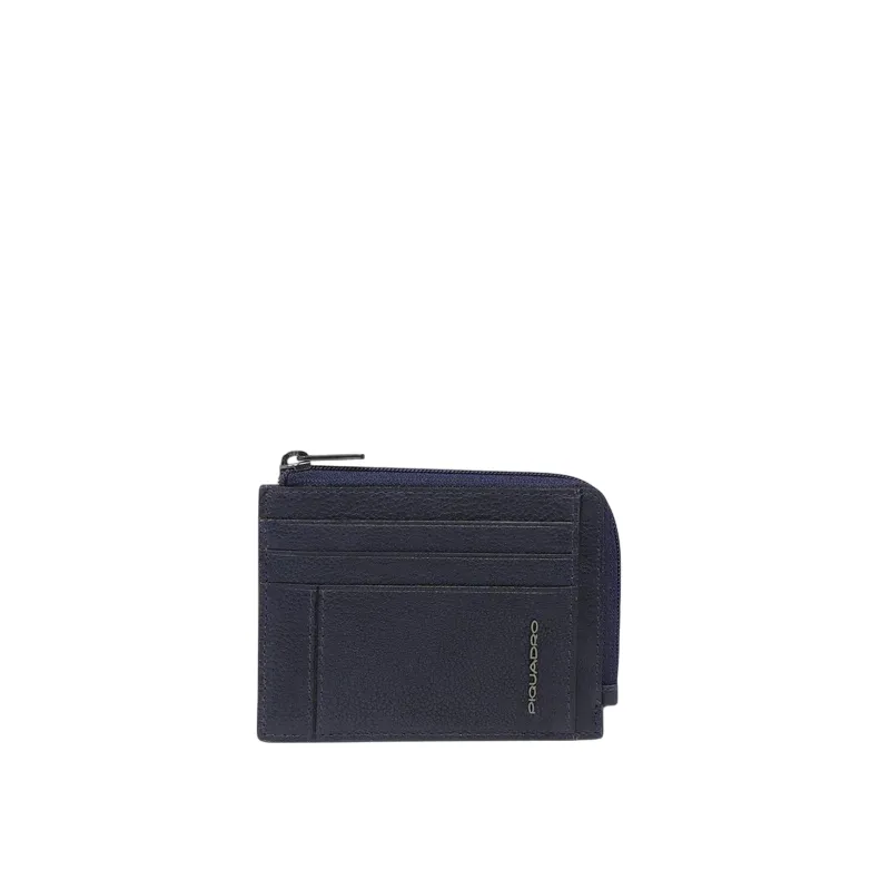 Piquadro Cronus coin and credit card pouch, blue