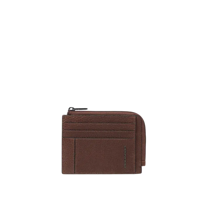 Piquadro Cronus coin and credit card pouch, brown