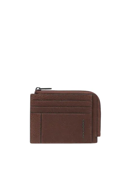 Piquadro Cronus coin and credit card pouch, brown