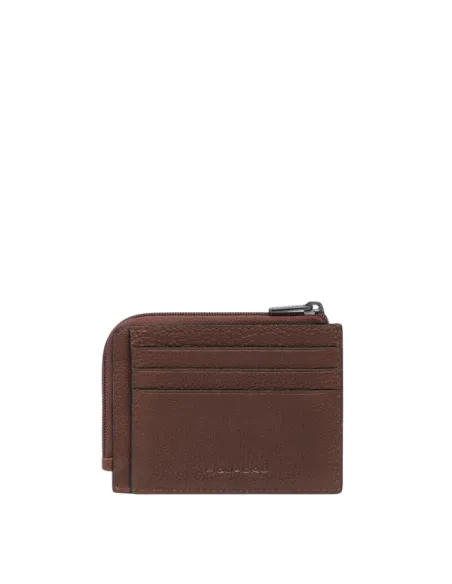 Piquadro Cronus coin and credit card pouch, brown