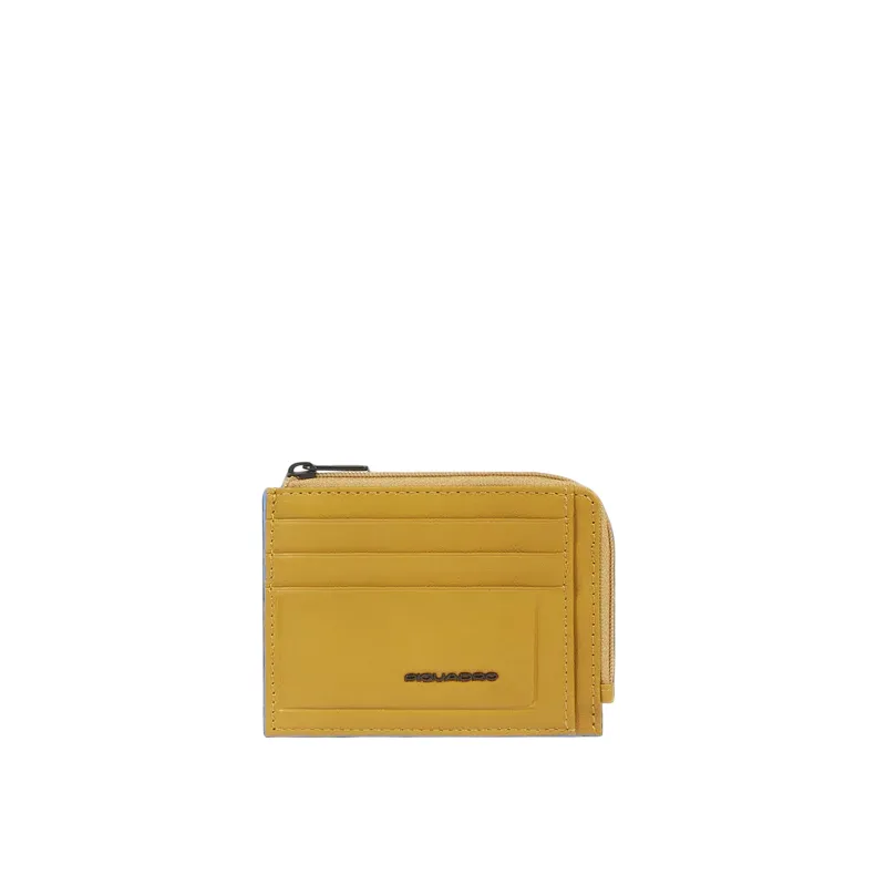 Piquadro Atlas coin and credit card purse, yellow