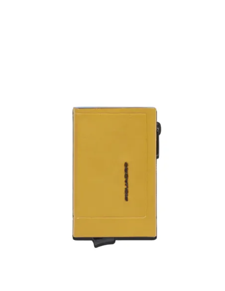 Compact wallet per banconote e carte di credito con porta monete Piquadro Atlas, giallo
