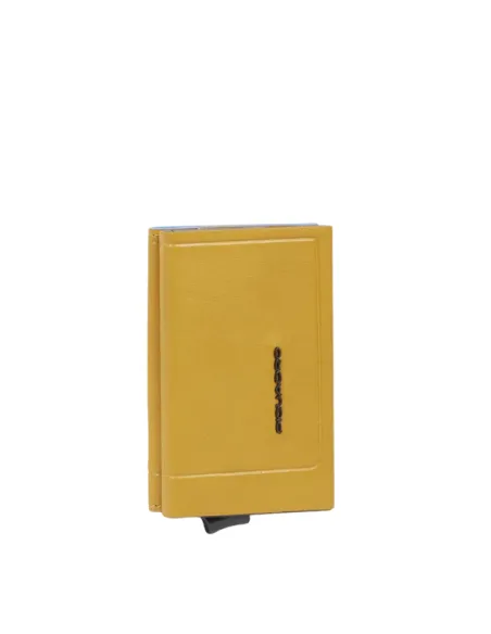 Compact wallet per banconote e carte di credito con porta monete Piquadro Atlas, giallo