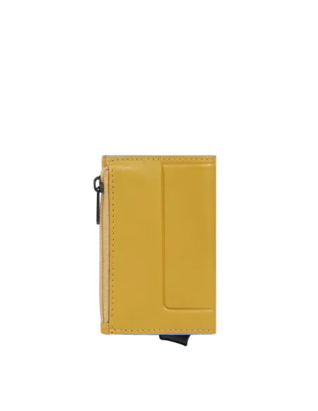 Compact wallet per banconote e carte di credito con porta monete Piquadro Atlas, giallo