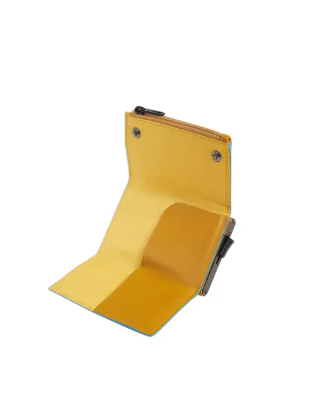 Compact wallet per banconote e carte di credito con porta monete Piquadro Atlas, giallo
