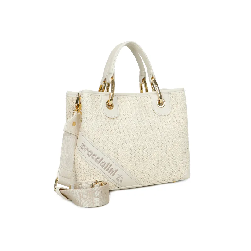 Braccialini Beth Tricot medium handbag, white 2