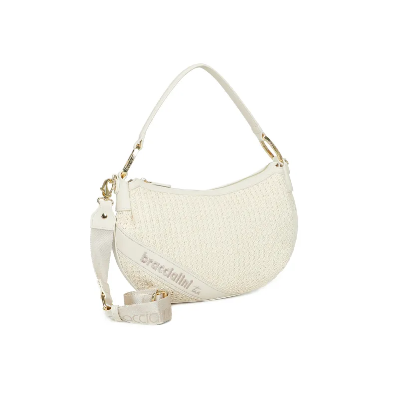 Borsa hobo Braccialini Beth Tricot, bianca 2