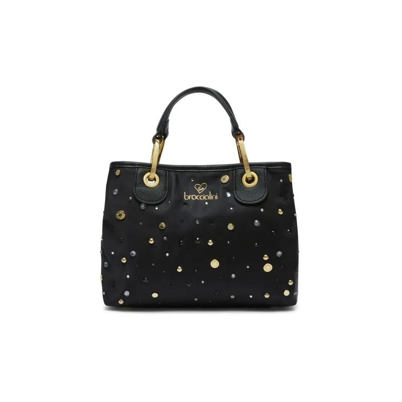 Borsa a mano media Braccialini Beth Strass, nera