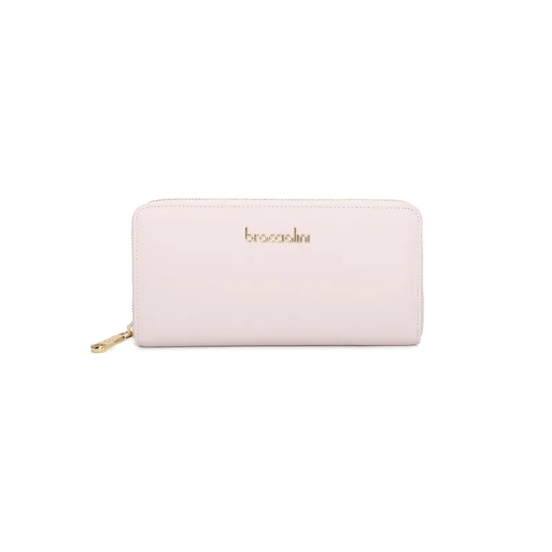 Braccialini women's leather wallet with zip, light pink
