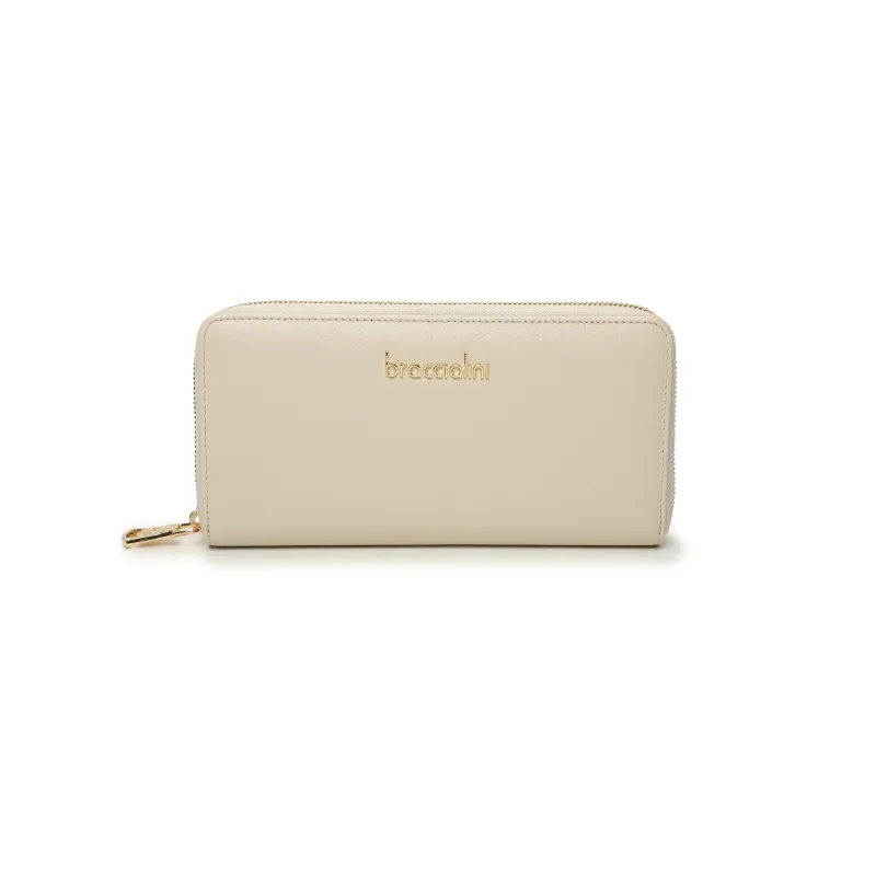 Damen Ledergeldbörse mit Reißverschluss Braccialini, beige