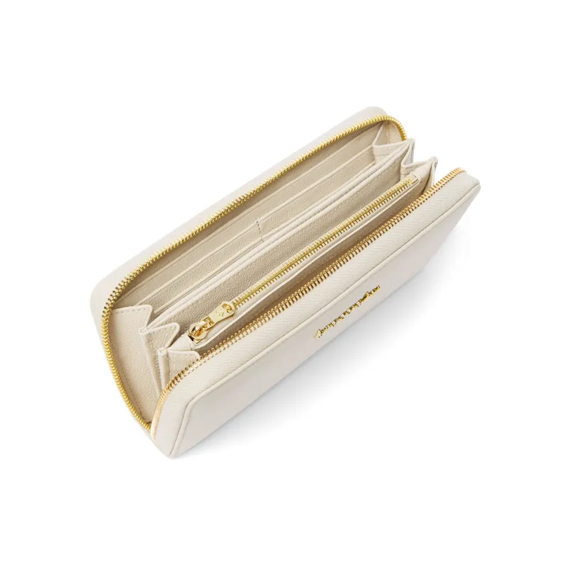 Braccialini women's leather wallet with zip, beige 2